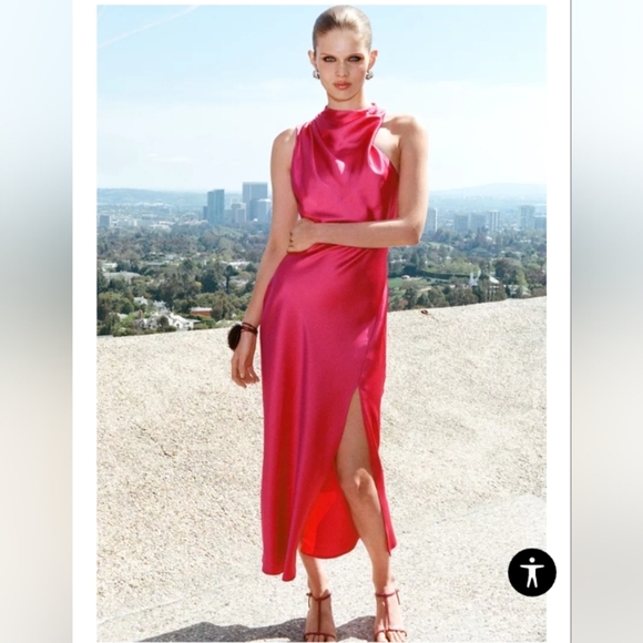 Zara Asymmetric Satin Midi Dress - Picture 4 of 7